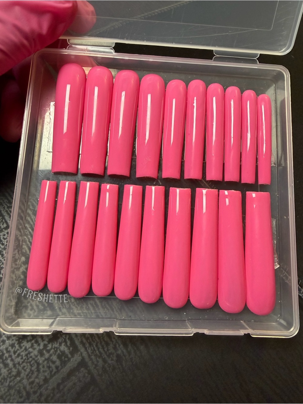 Hot Pink Glossy Press On Nails | 3XLong Tapered Square | Handmade Gel Nails